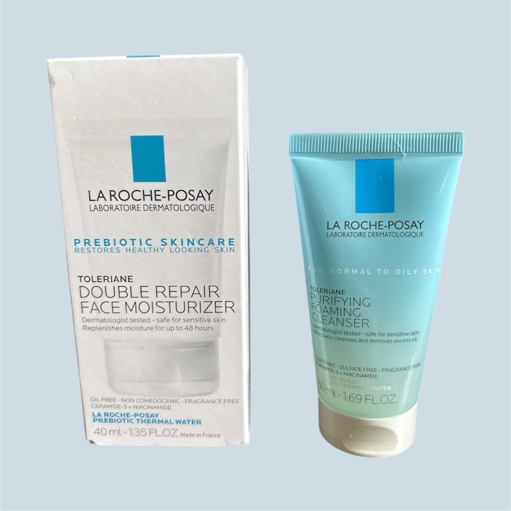 LA ROCHE POSAY Toleriane Double Repair Face Moisturizer & Purifying Cleanser.